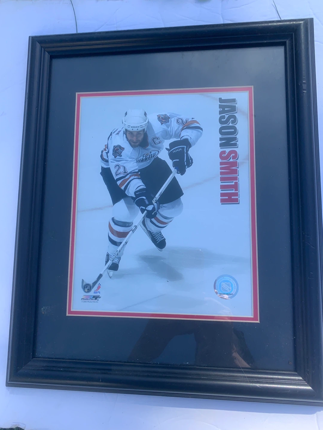 Framed Jason Smith Edmonton Oilers Photo.
