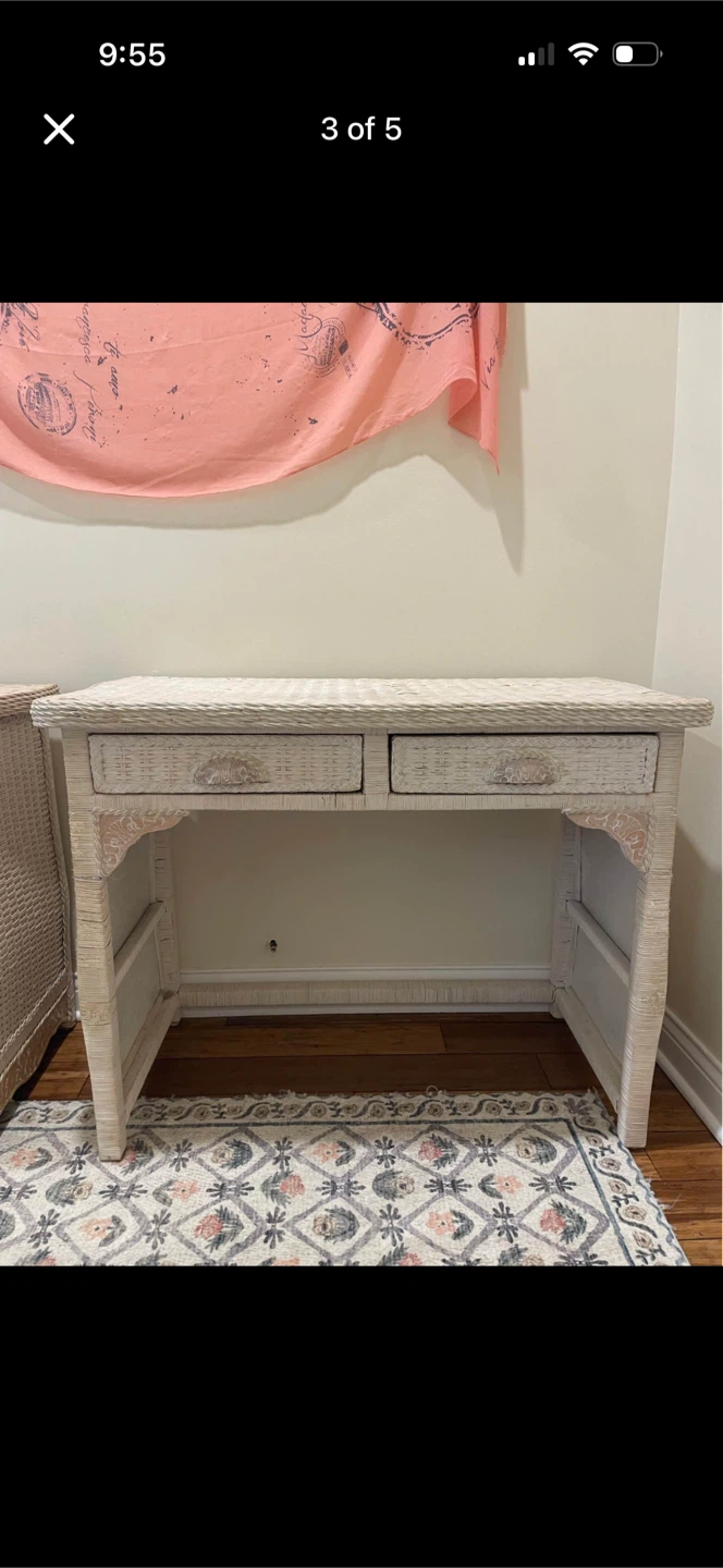 Wicker and wood Bedroom Set - Dresser and Desk - photo 3