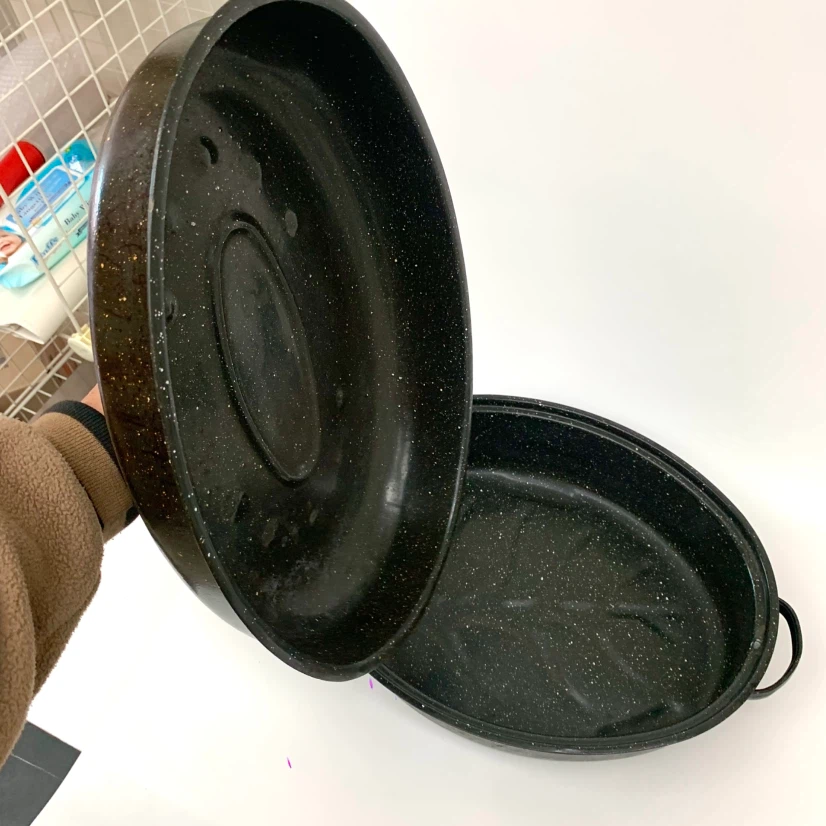 Roasting Pan with Lid Oval Roaster Oven Baking Pan Cookware - photo 3