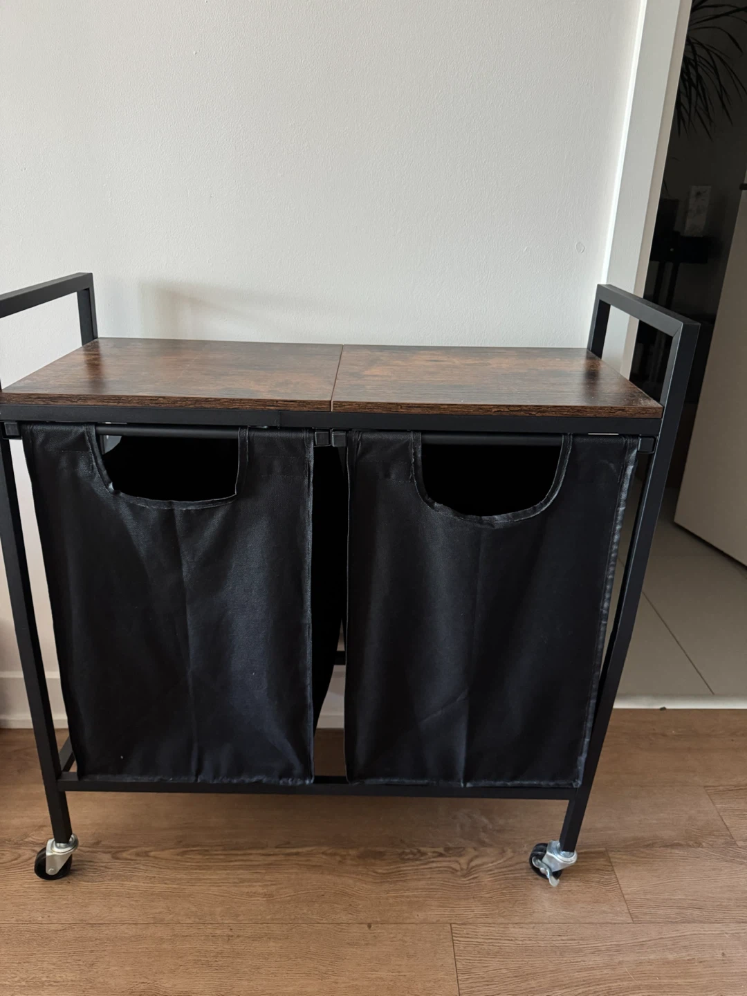 Double Laundry Hamper with Wood Top