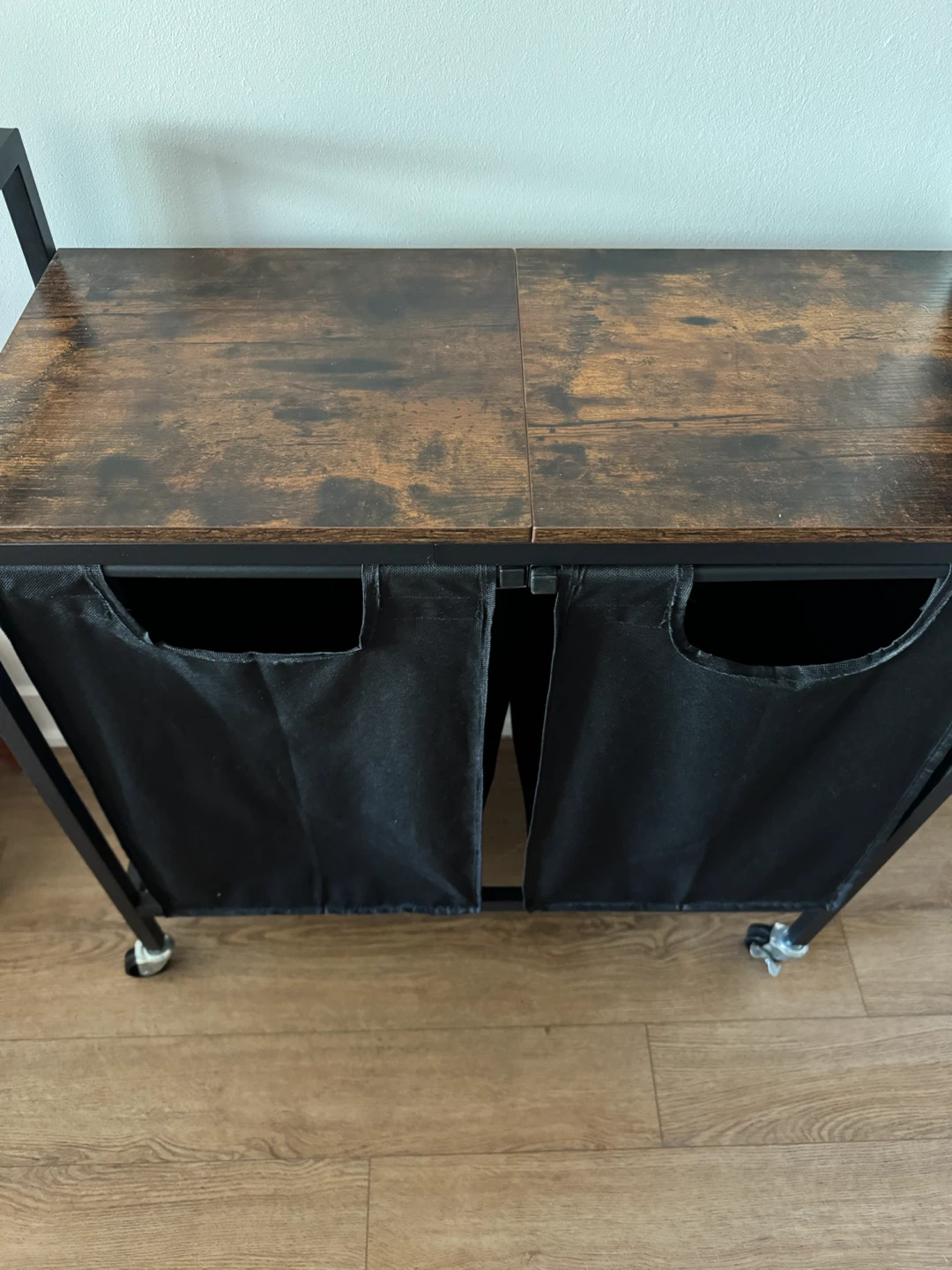 Double Laundry Hamper with Wood Top - photo 2