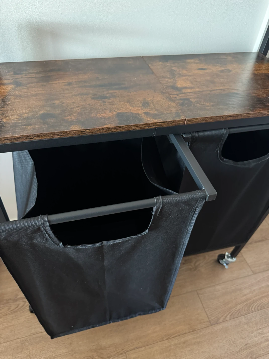 Double Laundry Hamper with Wood Top - photo 3