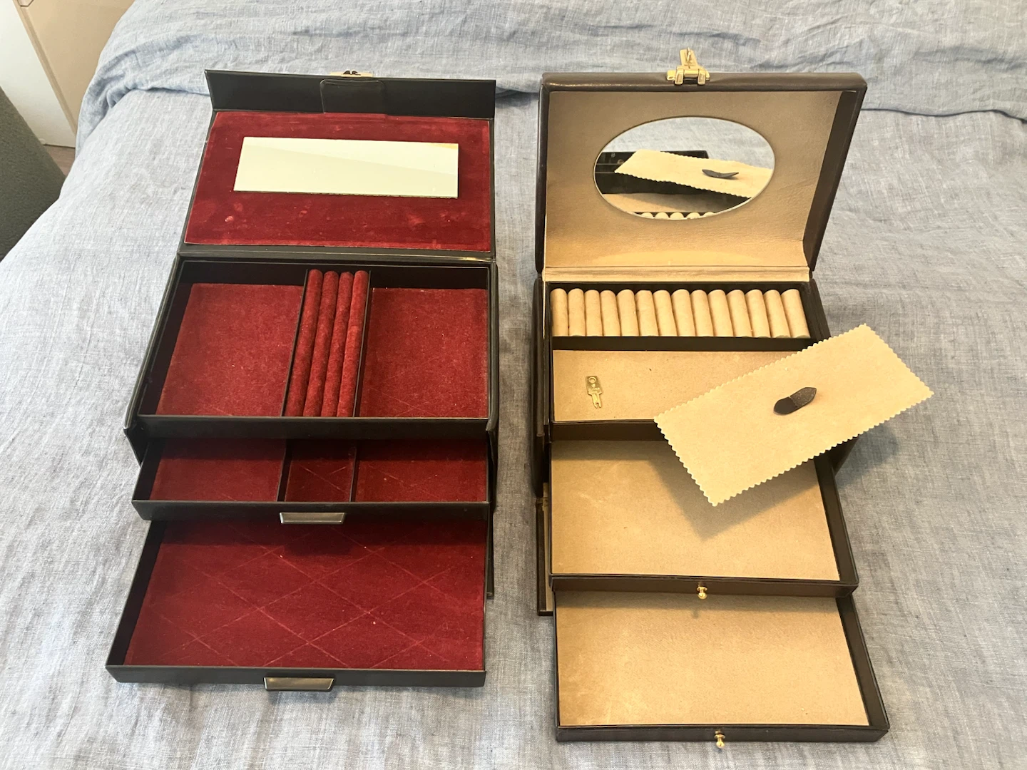 Real Vintage Leather Jewelry Box Organizers