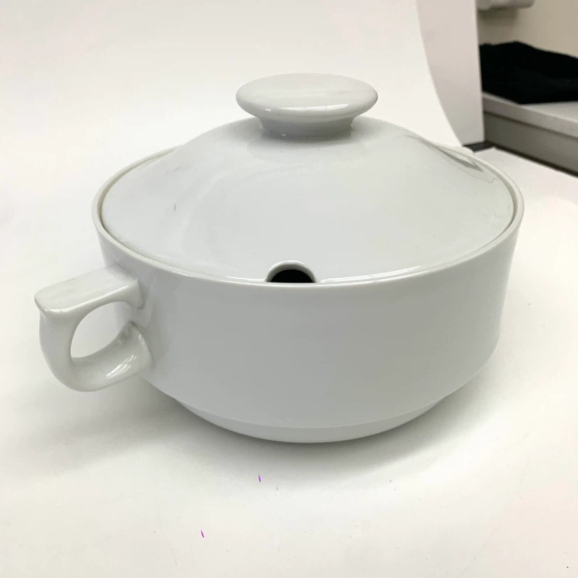 Ceramic Soup Tureen with Lid White Serving Bowl Stew Dish - photo 2