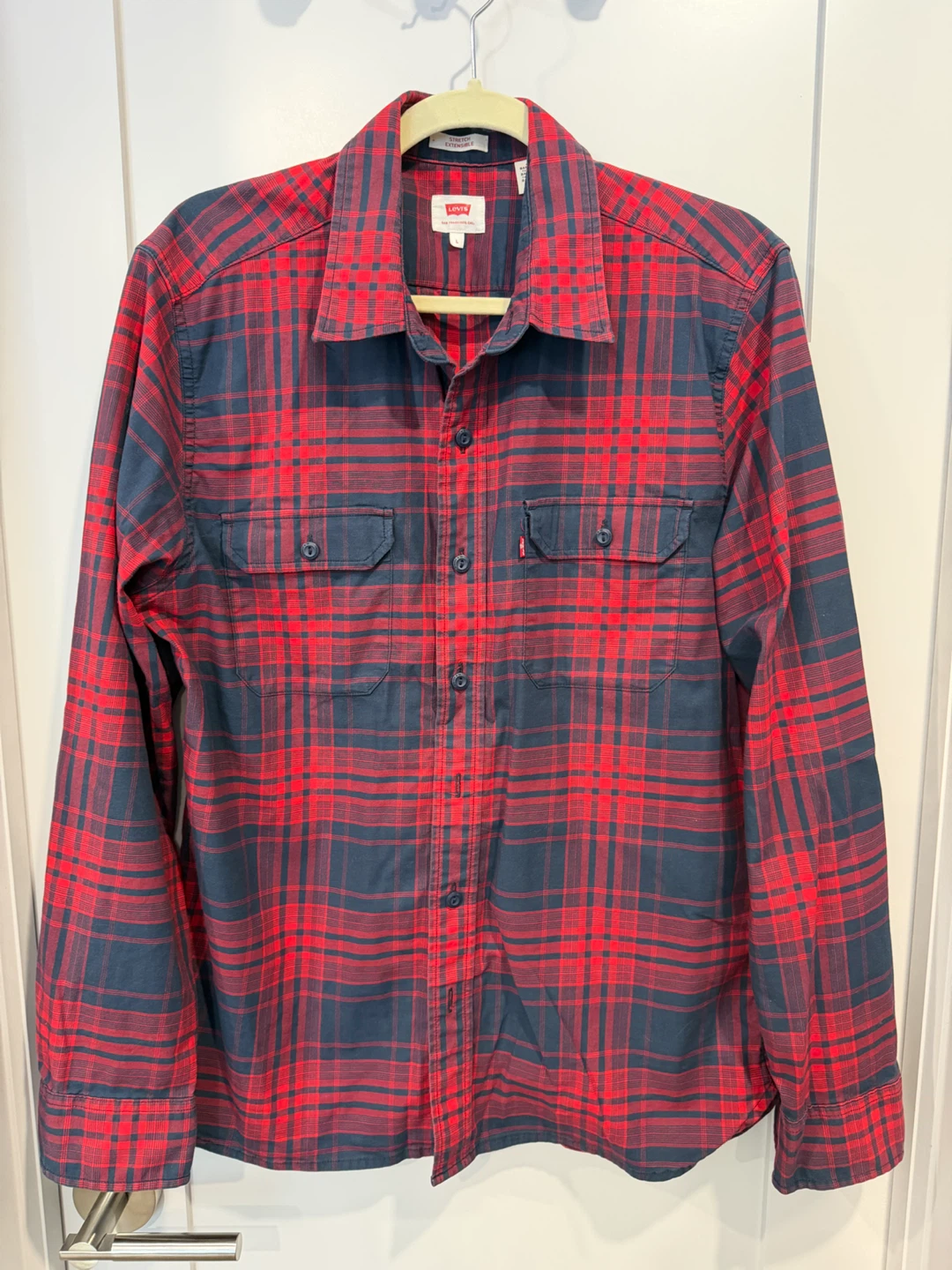 Levi's Red and Navy Plaid Long-Sleeve Shirt