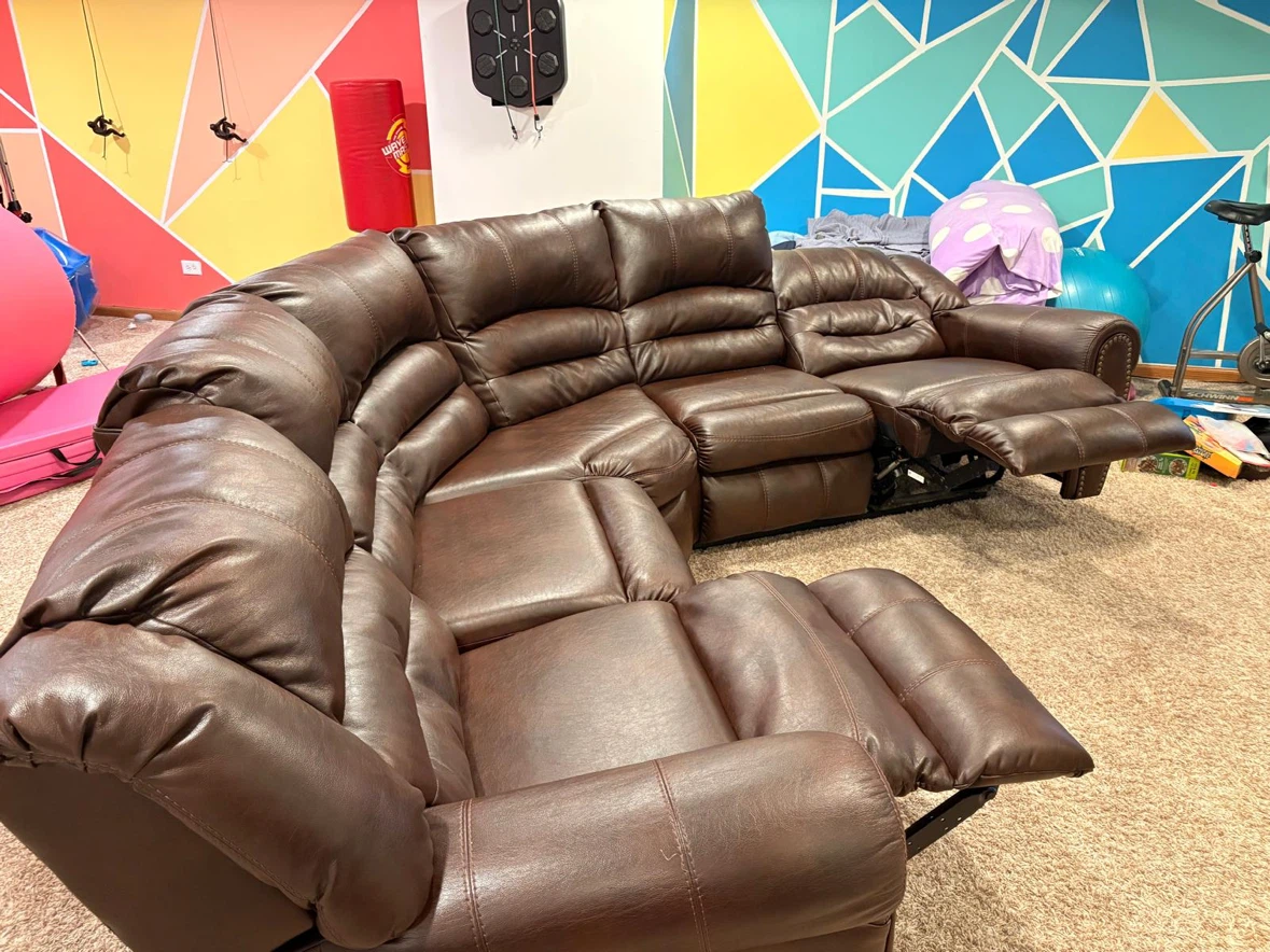 Brown Leather Reclining Sectional Sofa