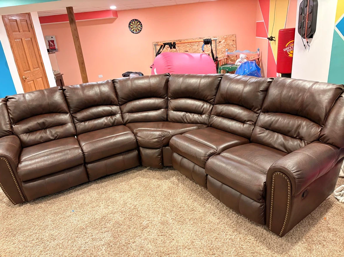 Brown Leather Reclining Sectional Sofa - photo 4