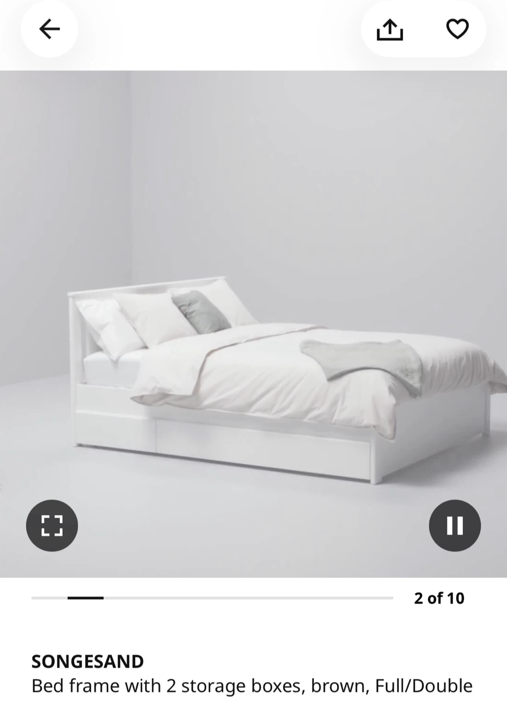 IKEA SONGESAND Bed Frame with Storage, Full/Double
