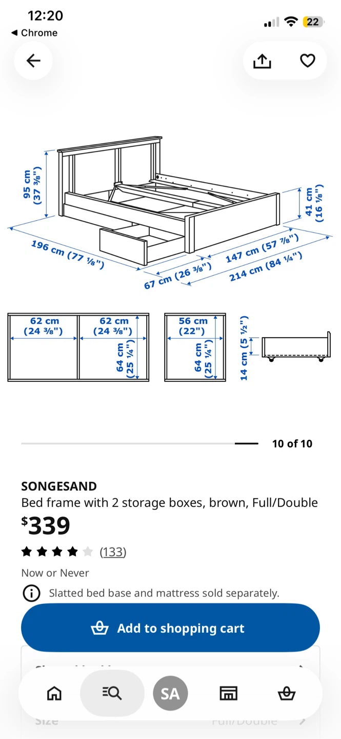 IKEA SONGESAND Bed Frame with Storage, Full/Double - photo 3