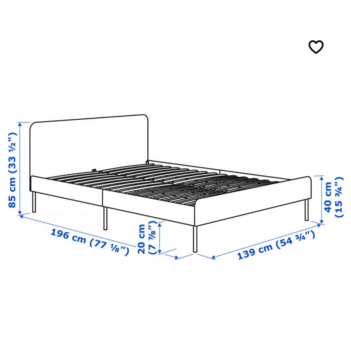 Ikea SLATTUM bed frame, gray, Full size - photo 2