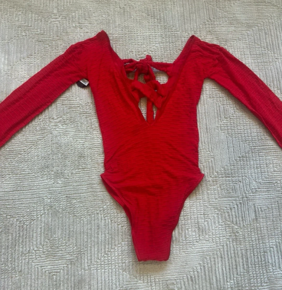Red long sleeve bodysuit
