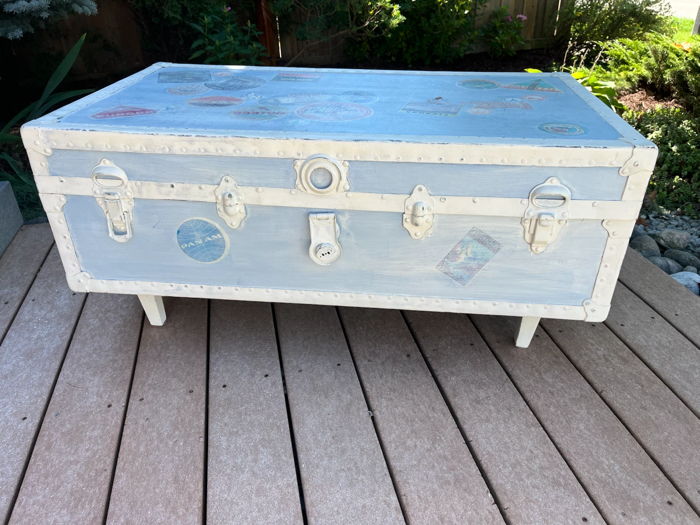 Unique antique shipping trunk/coffee table