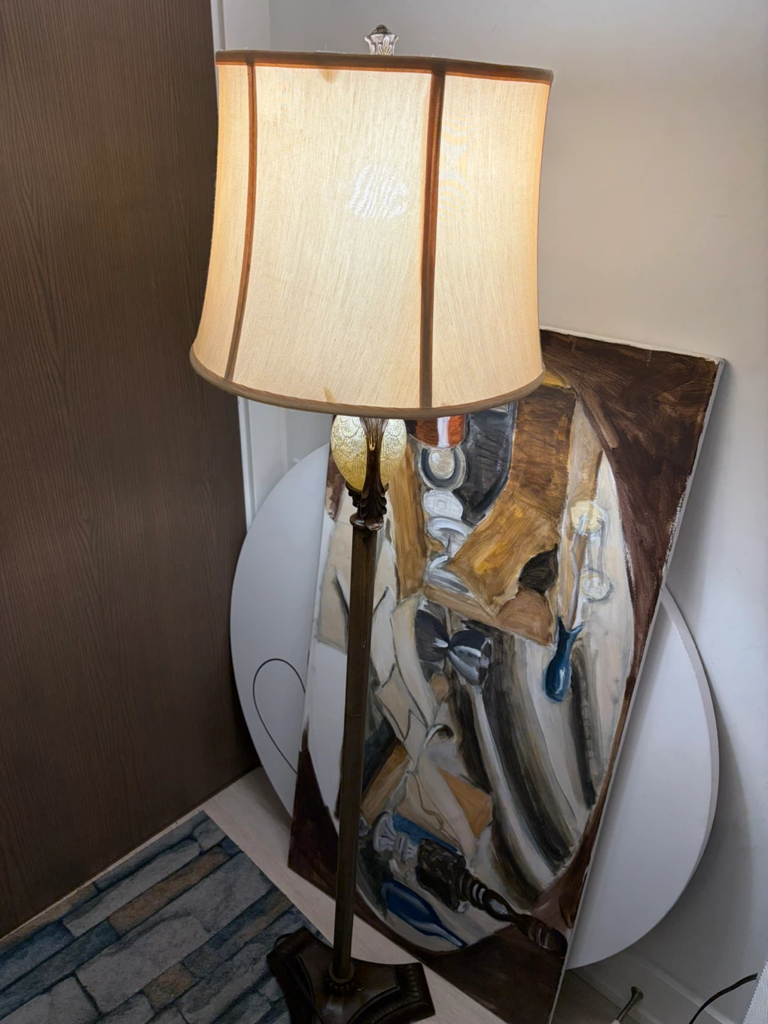 Vintage Style Floor Lamp -Heavy Base with Glass Detail (59")