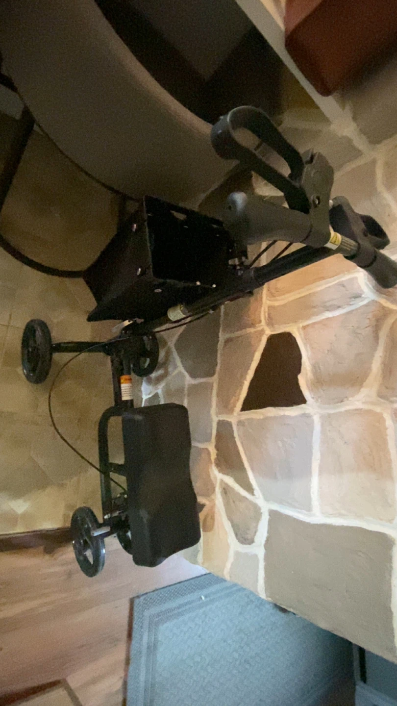 Black Rolling Walker with Seat and Basket