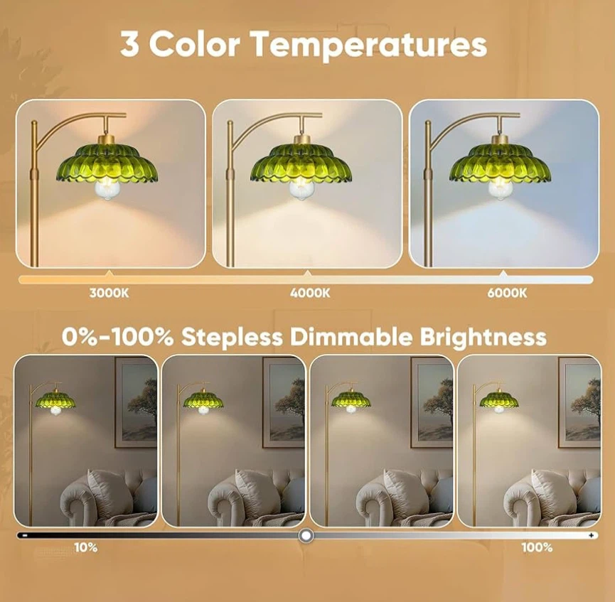 Mid Century Modern Green Glass Floor Lamp - photo 3
