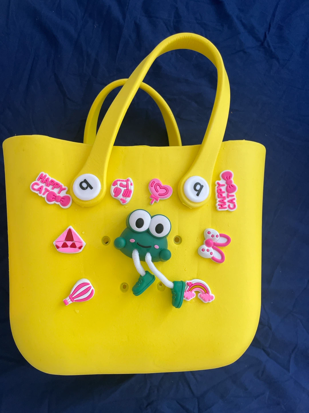 Yellow Silicone Tote Bag with Charms