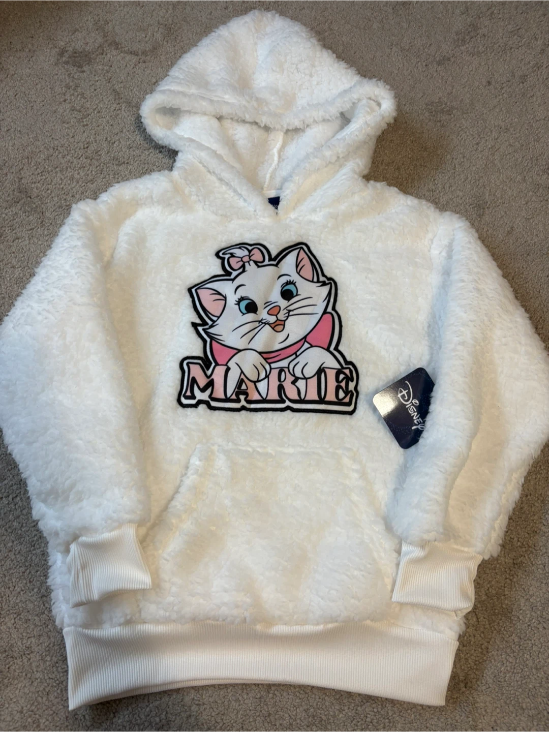 Disney Marie Cat White Faux Fur Hoodie