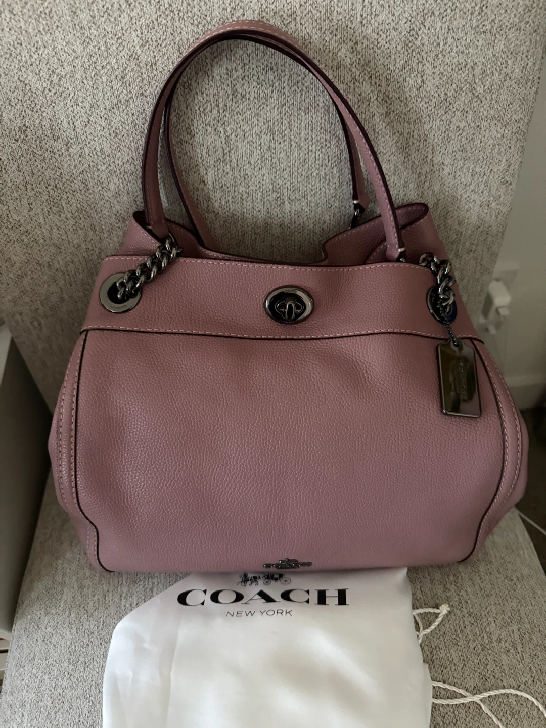 Coach Pink Leather Tote Bag
