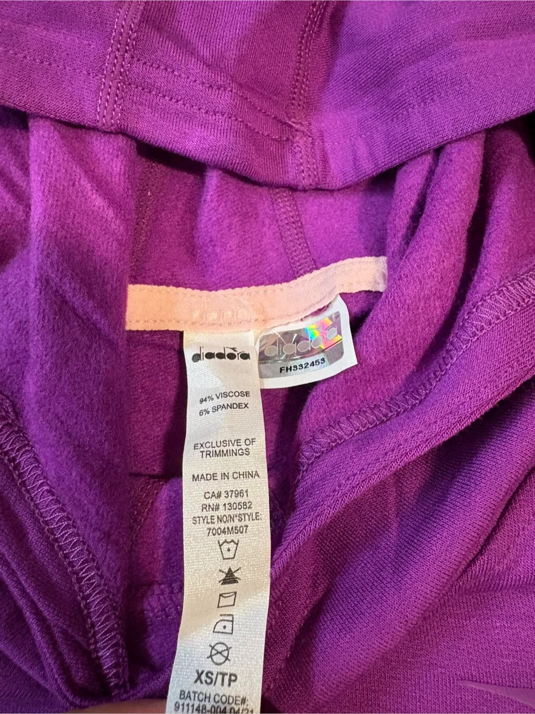 Diadora Purple Hoodie girls size XS (5/6) - photo 3