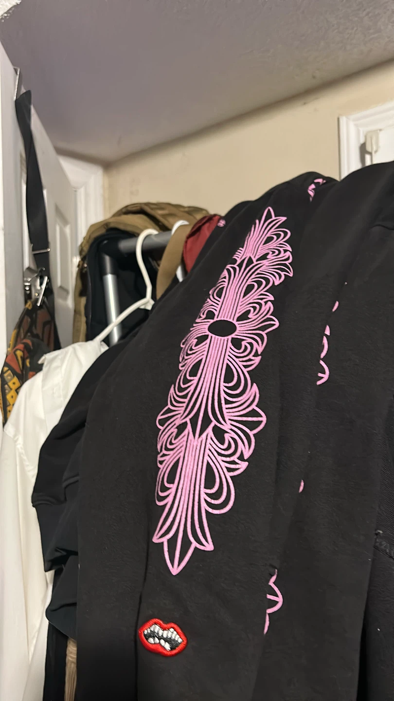 Chrome Hearts Black Hoodie with Pink Graphics - photo 4