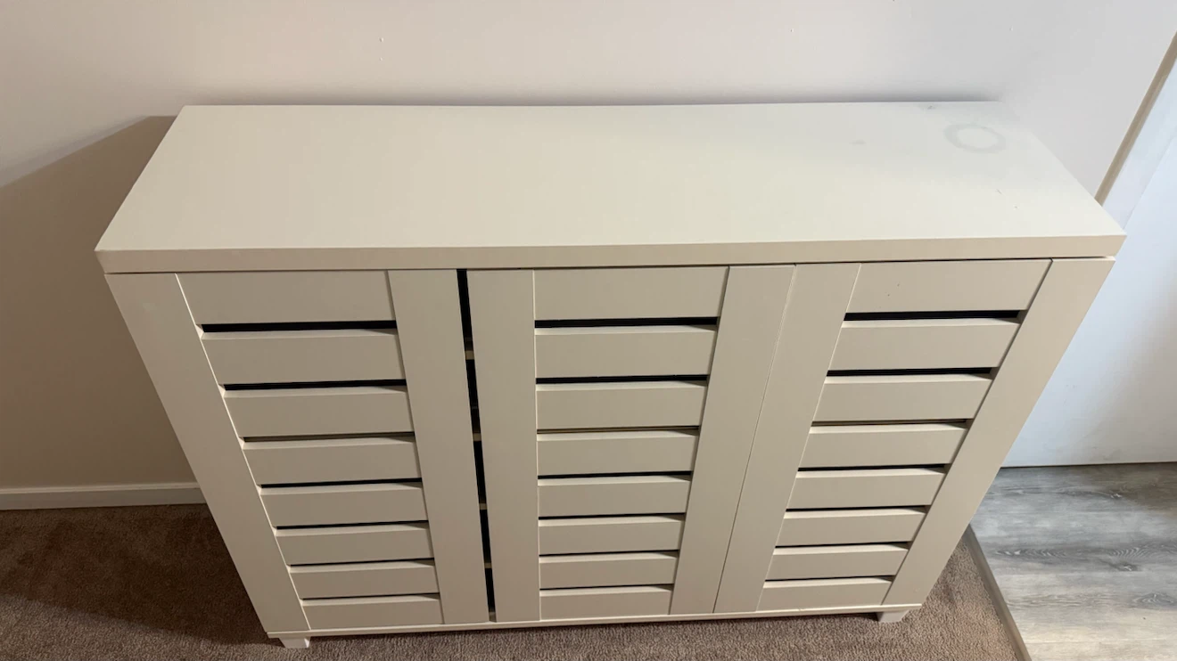 Cream Coloured 3-Door Storage Cabinet