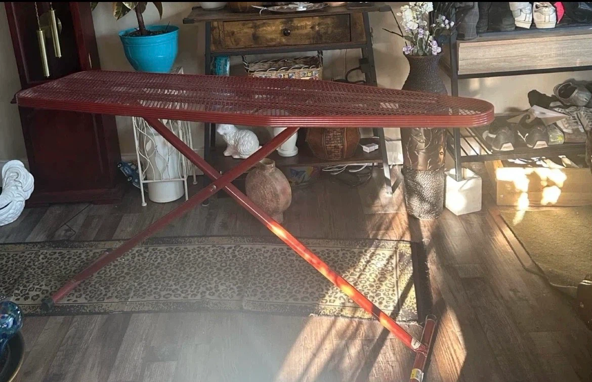 Red Metal Mesh Ironing Board