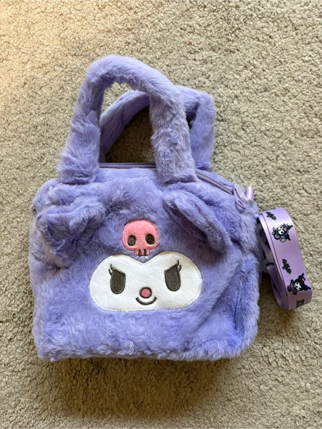 Girls Purple Fuzzy Kuromi Bag