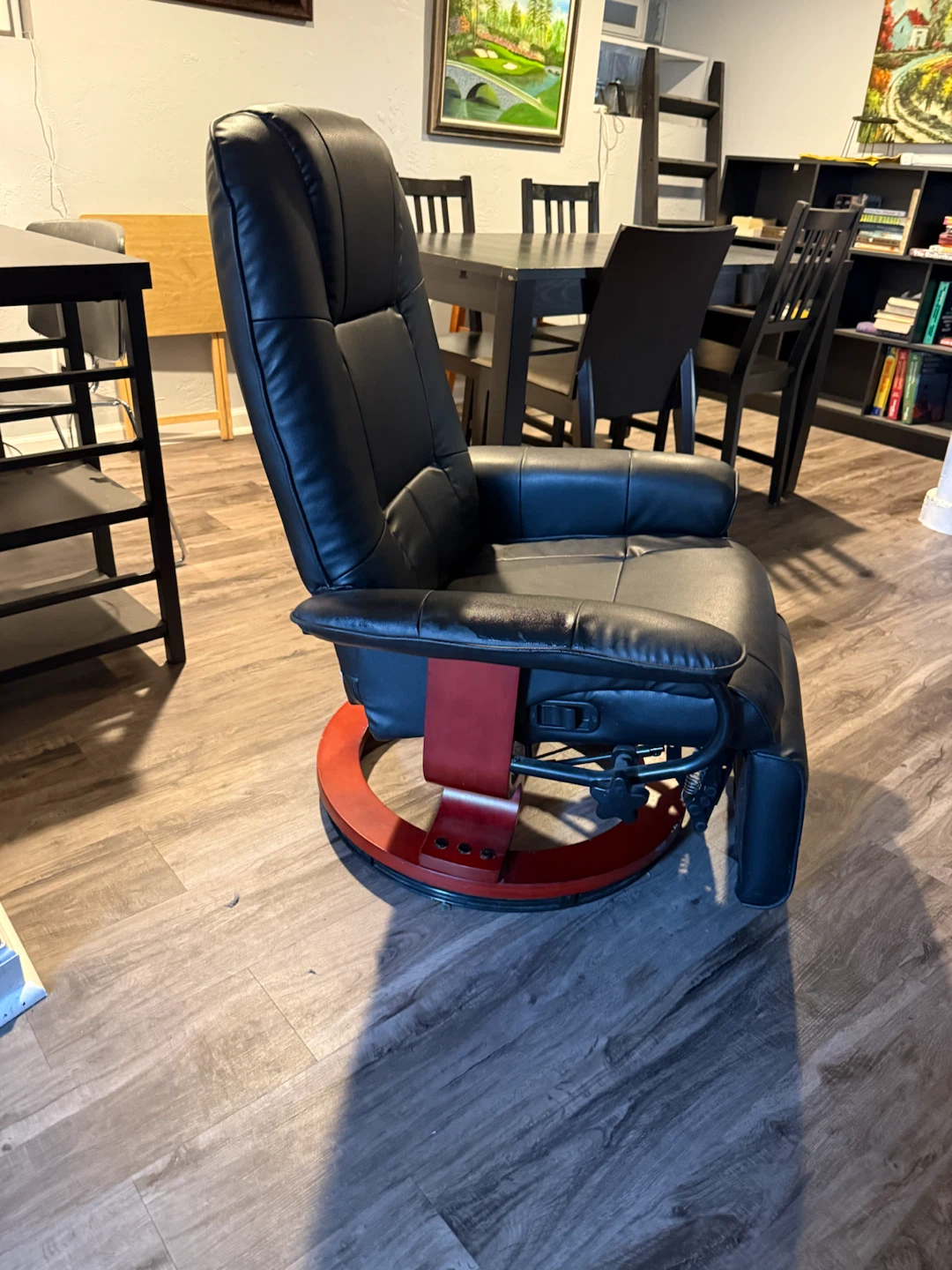 HOMCOM Black PU Leather Swivel Recliner Chair