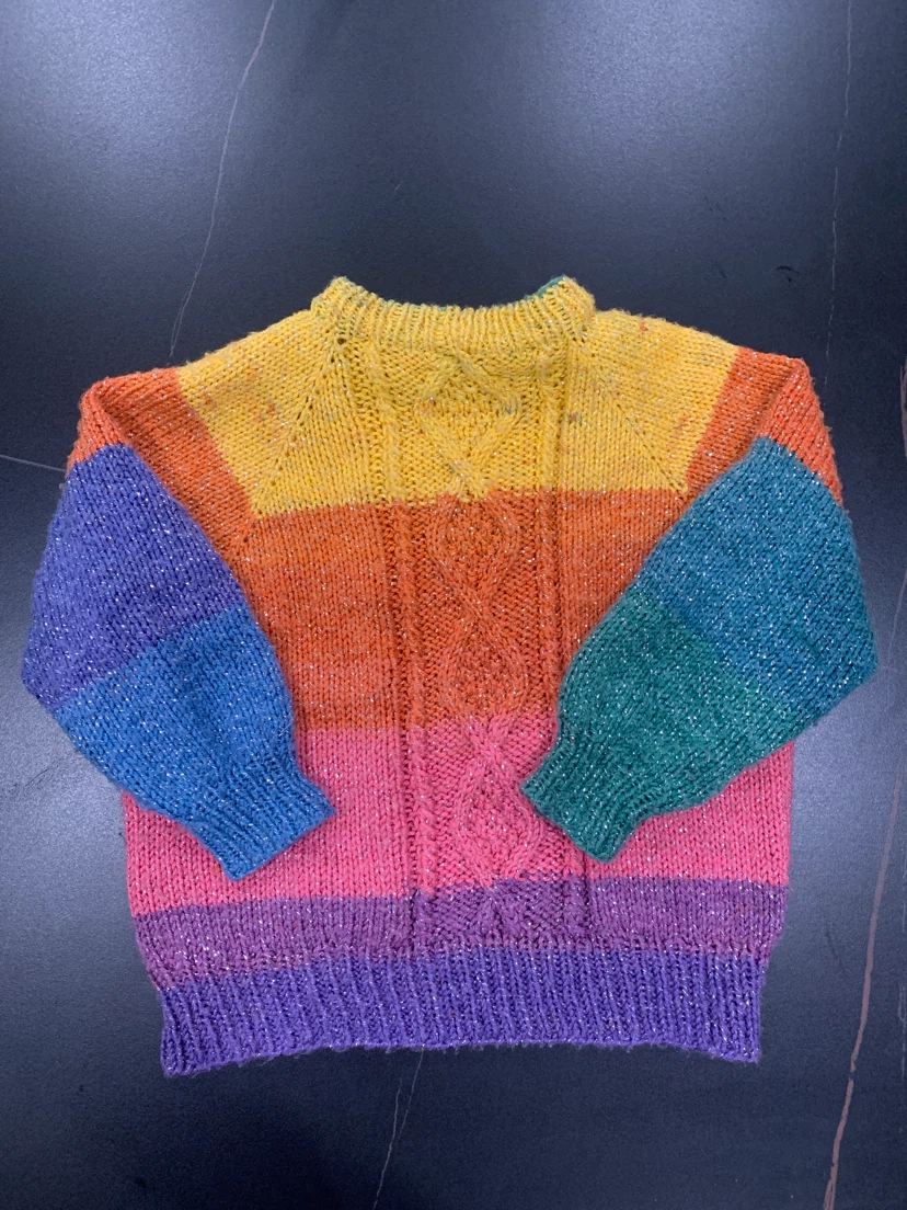 Colourful Knit Cable Sweater 4T acrylic yarn