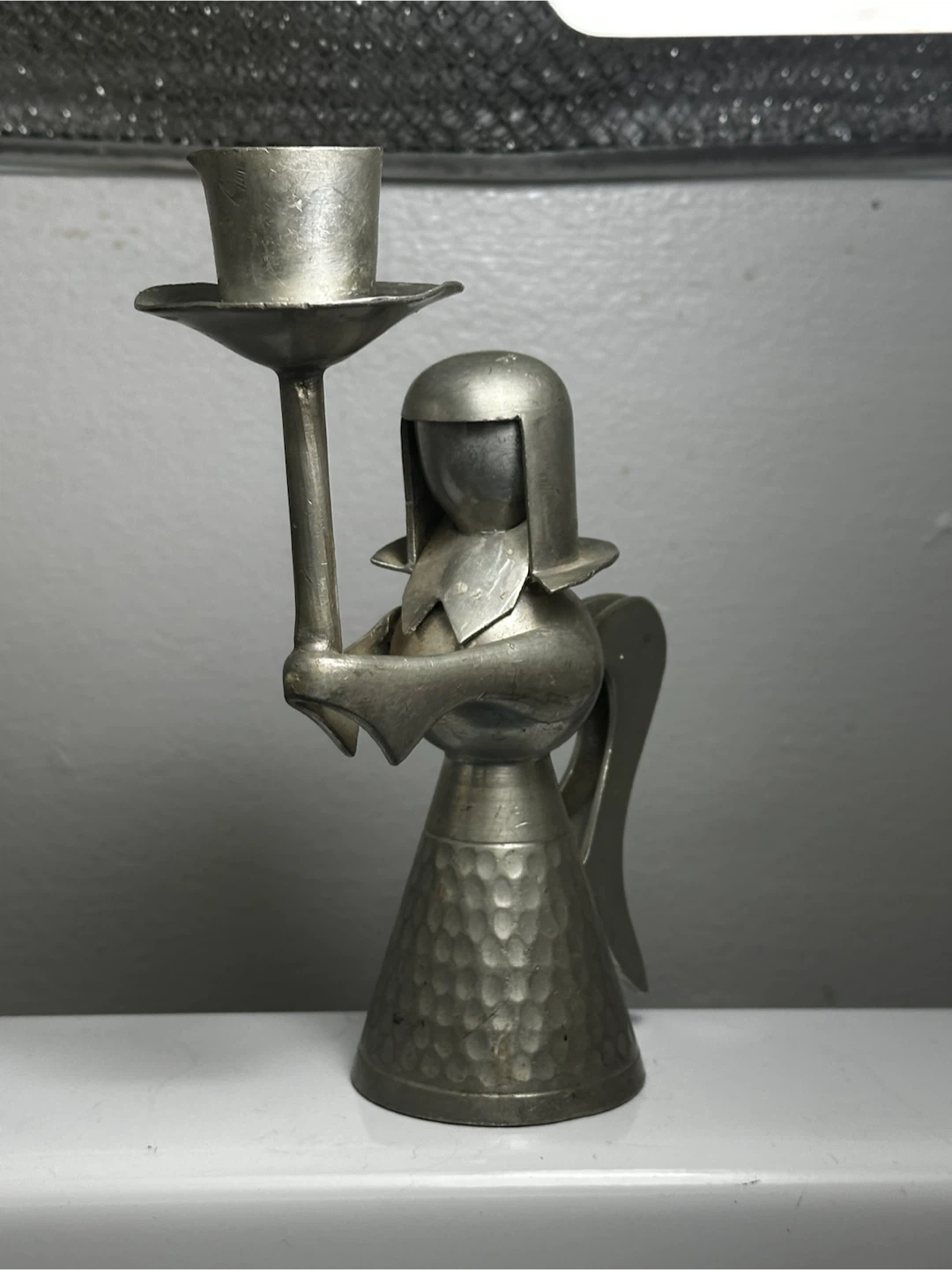 Vintage Mid Century Scandinavian Pewter Angel Candlestick - photo 2