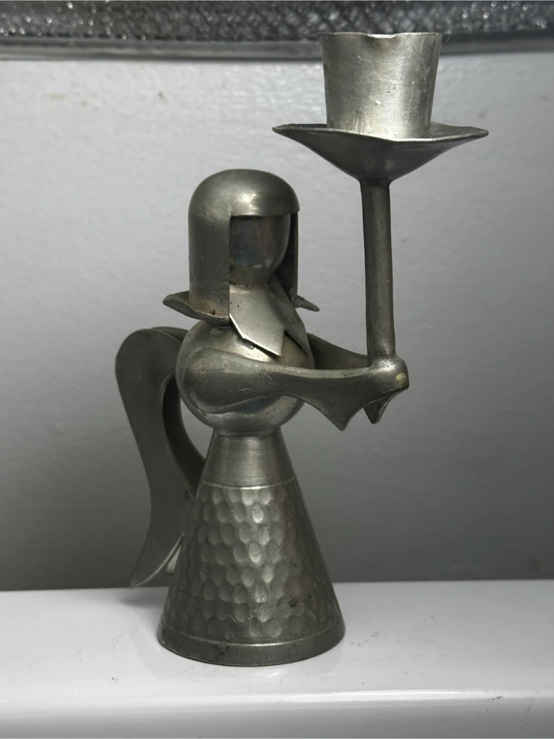 Vintage Mid Century Scandinavian Pewter Angel Candlestick - photo 3
