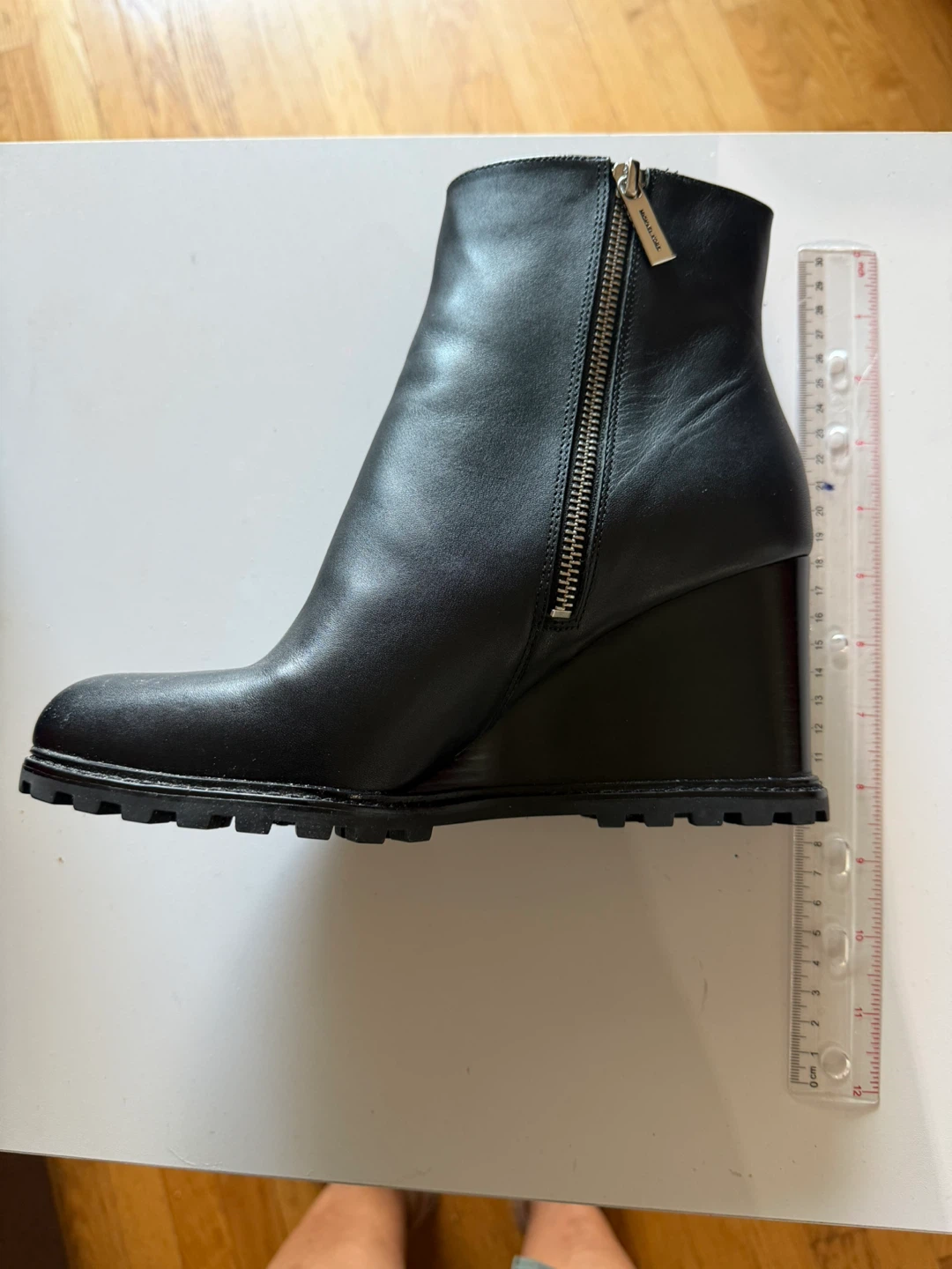 Michael Kors Black Leather Wedge Ankle Boots - photo 2