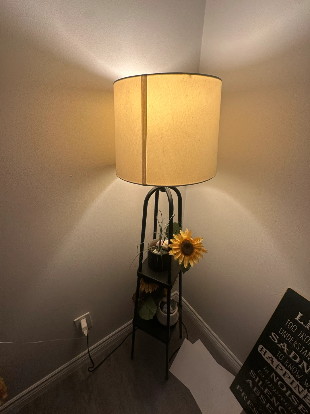 Black Floor Lamp with Shelves