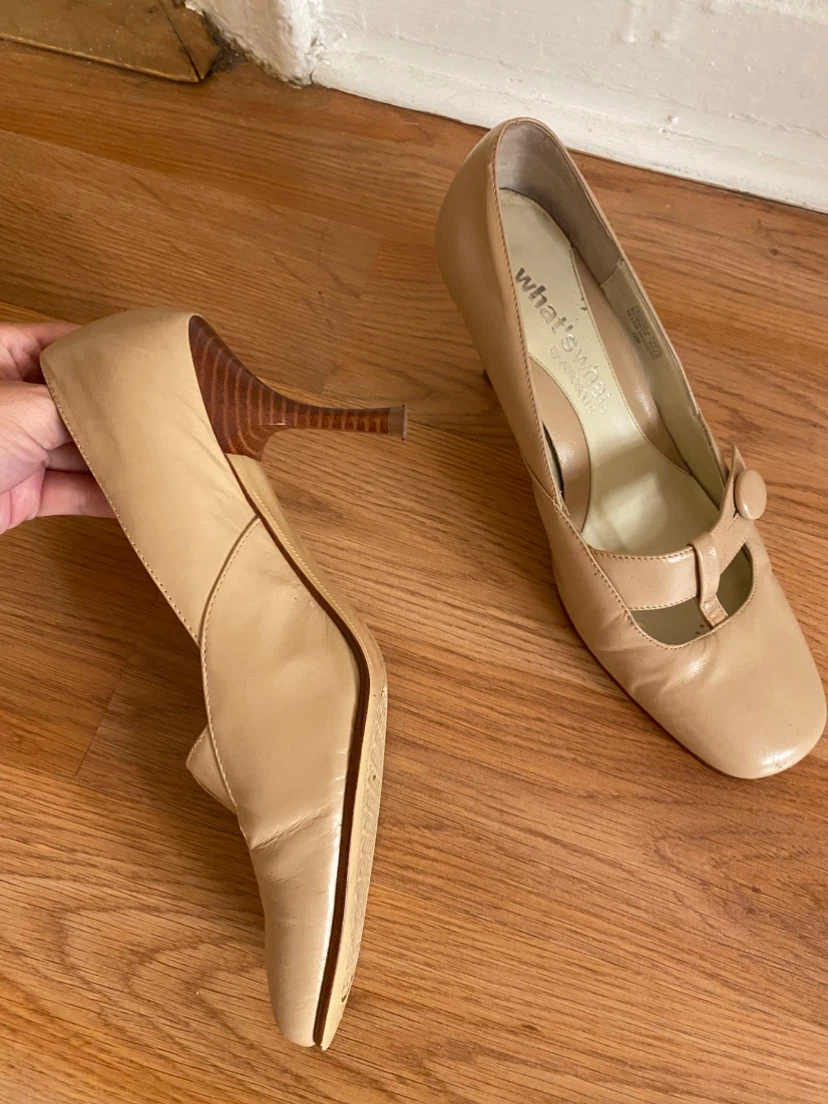 Vintage leather beige pumps 38 - photo 3