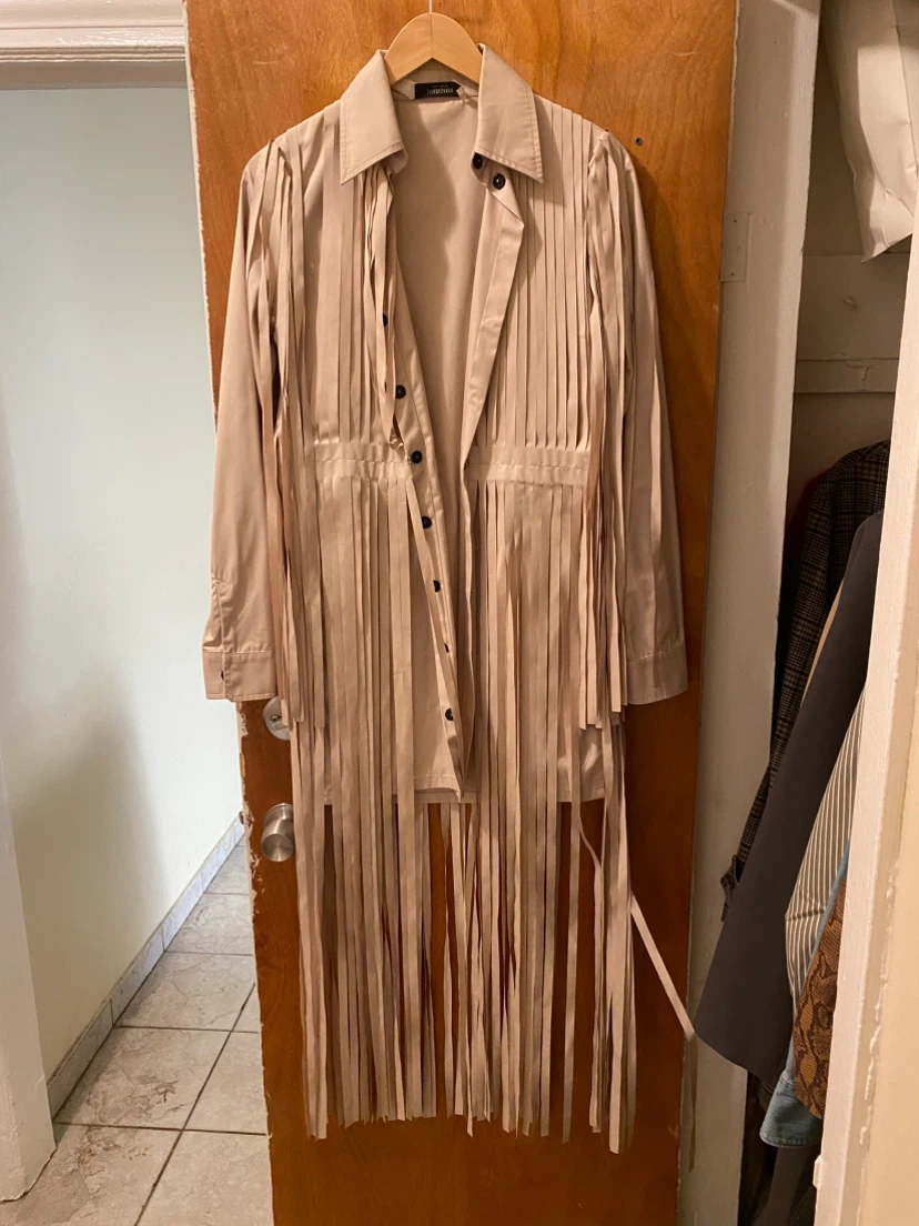 Tan Fringe Nylon designer Jacket