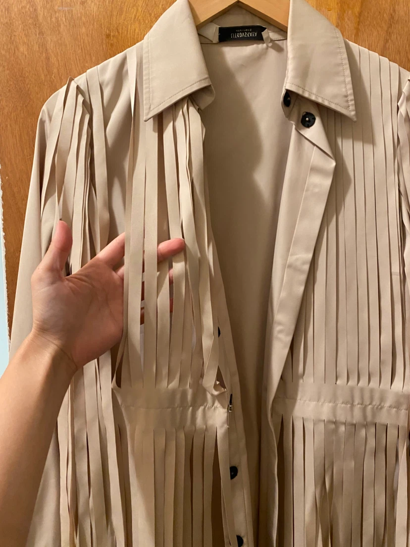 Tan Fringe Nylon designer Jacket - photo 3