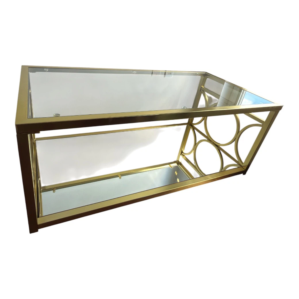 Moving Out Sale: Gold Geometric Coffee Table with Glass Top - photo 4