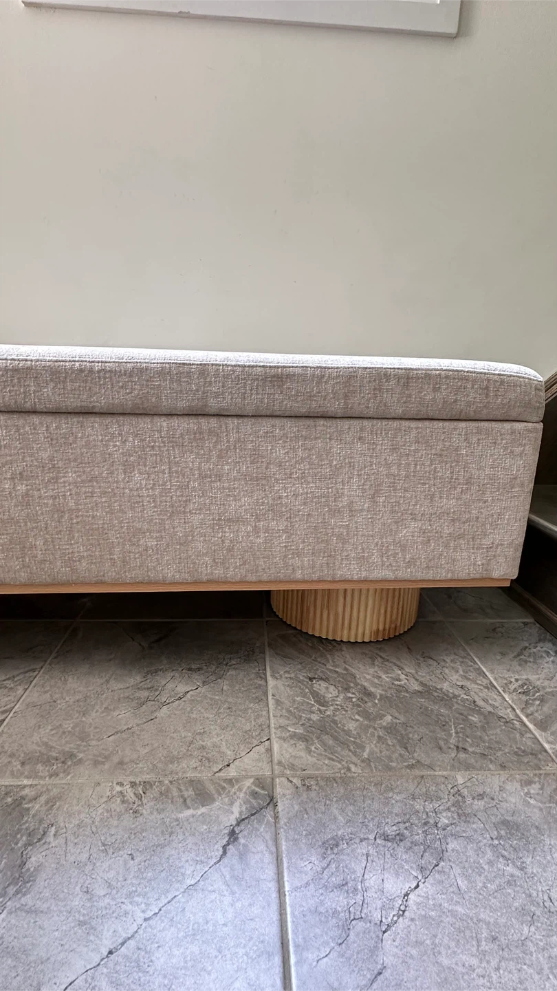 Beige Upholstered Storage Bench - photo 4