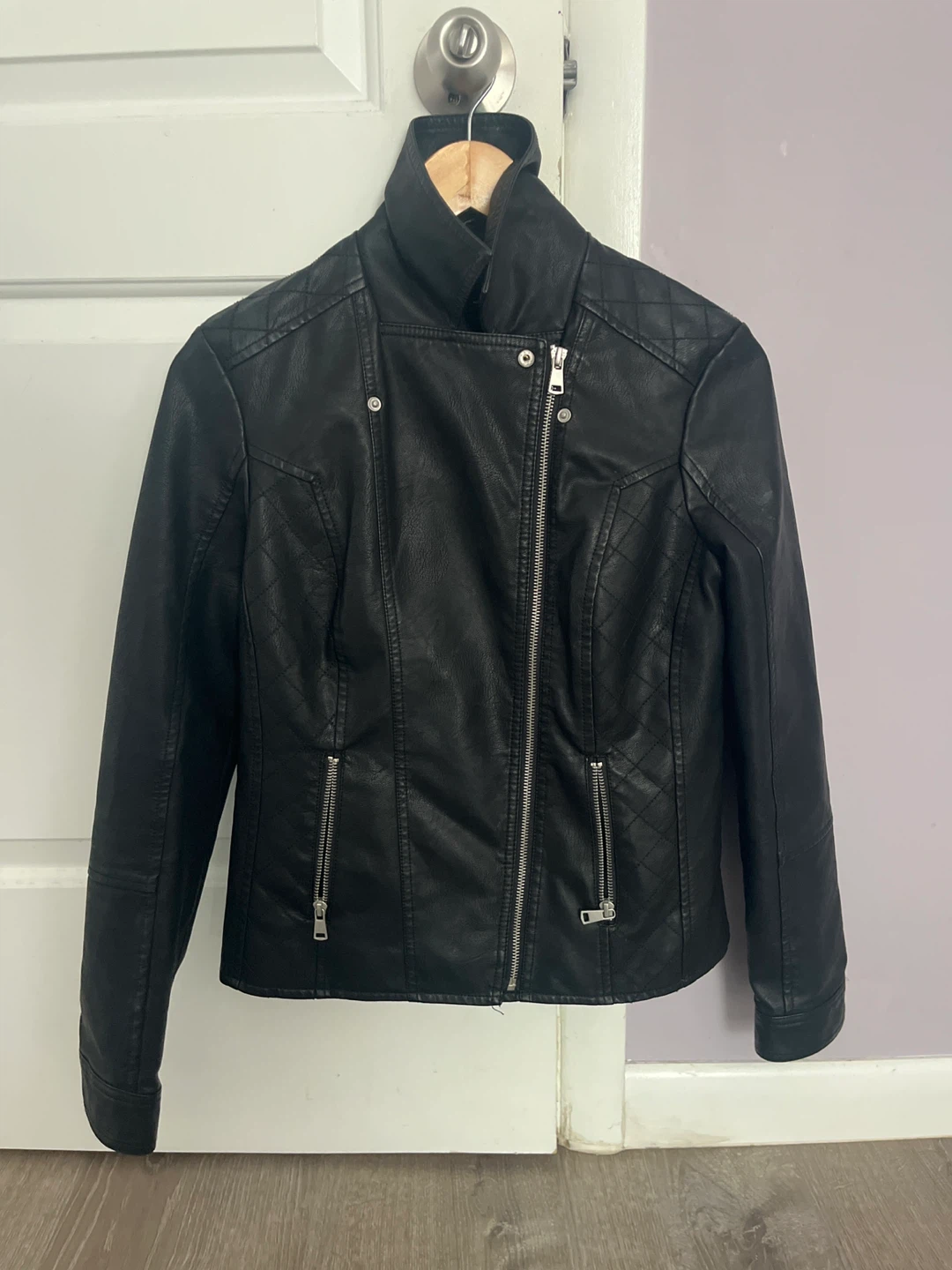 Baccini Black Faux Leather Jacket