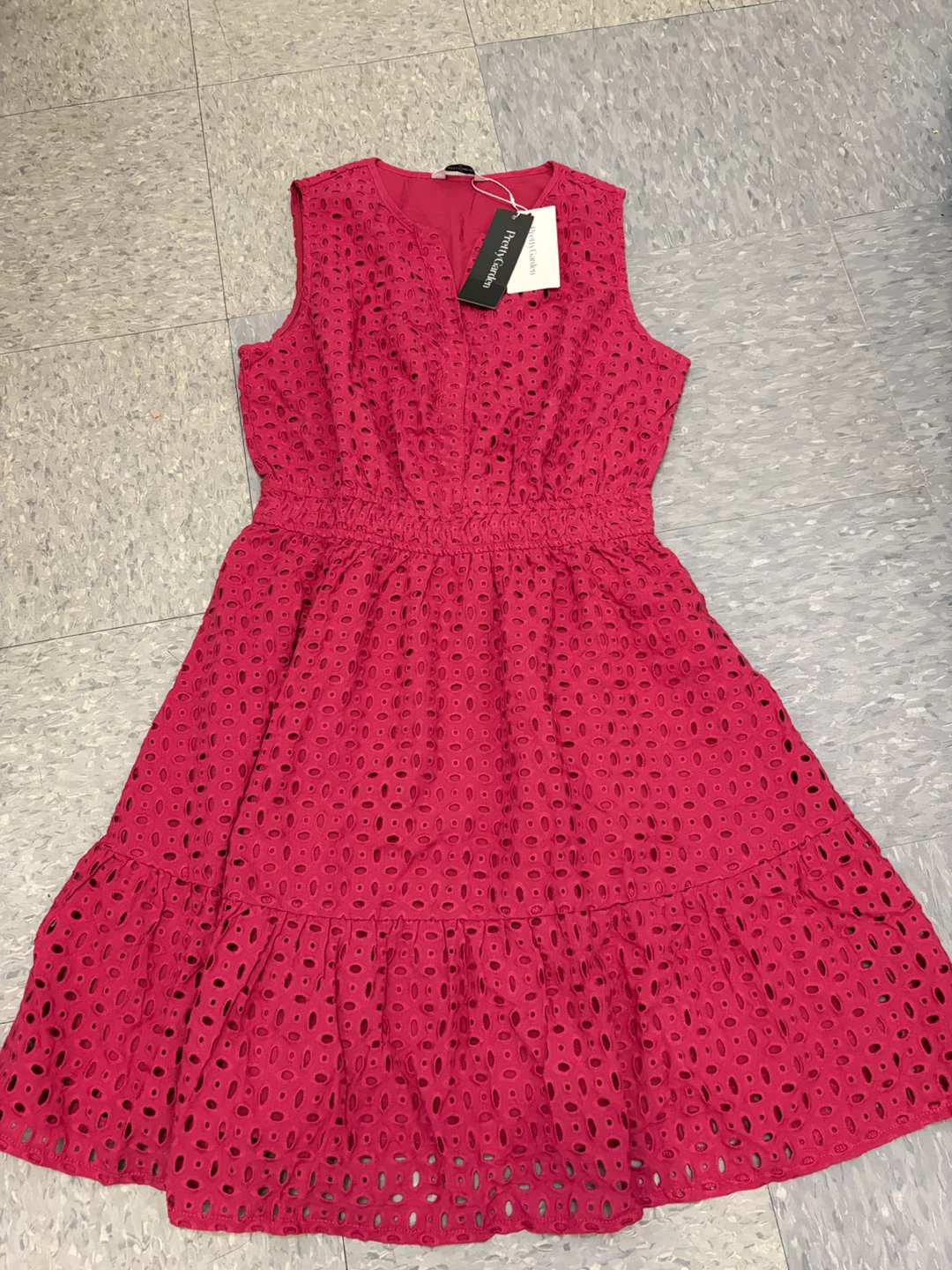 Pretty Garden Women's Pink Eyelet Dress