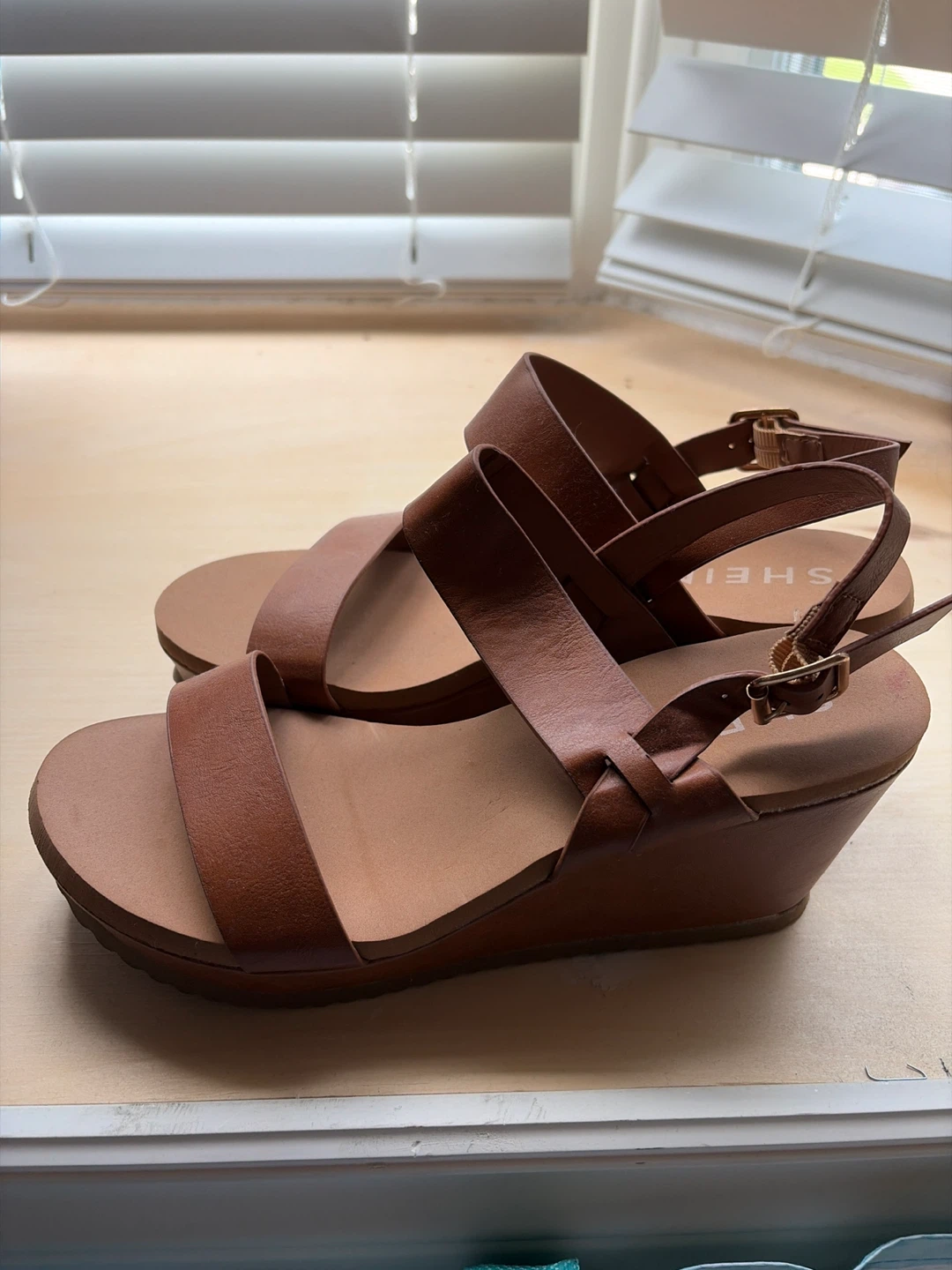 SHEIN Brown Wedge Sandals - Size 8