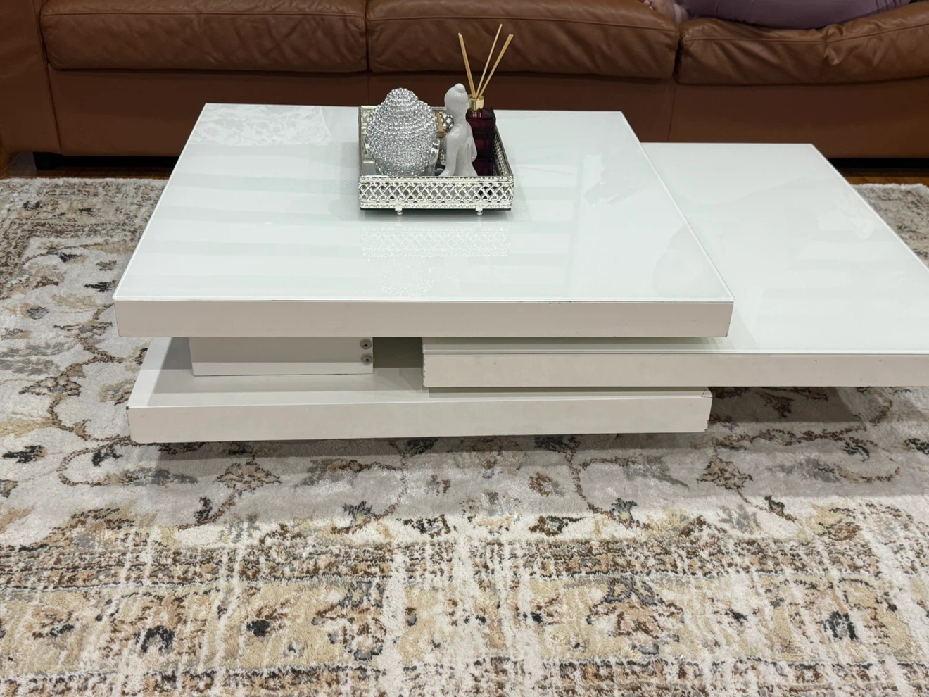 Modern White Swivel Coffee Table