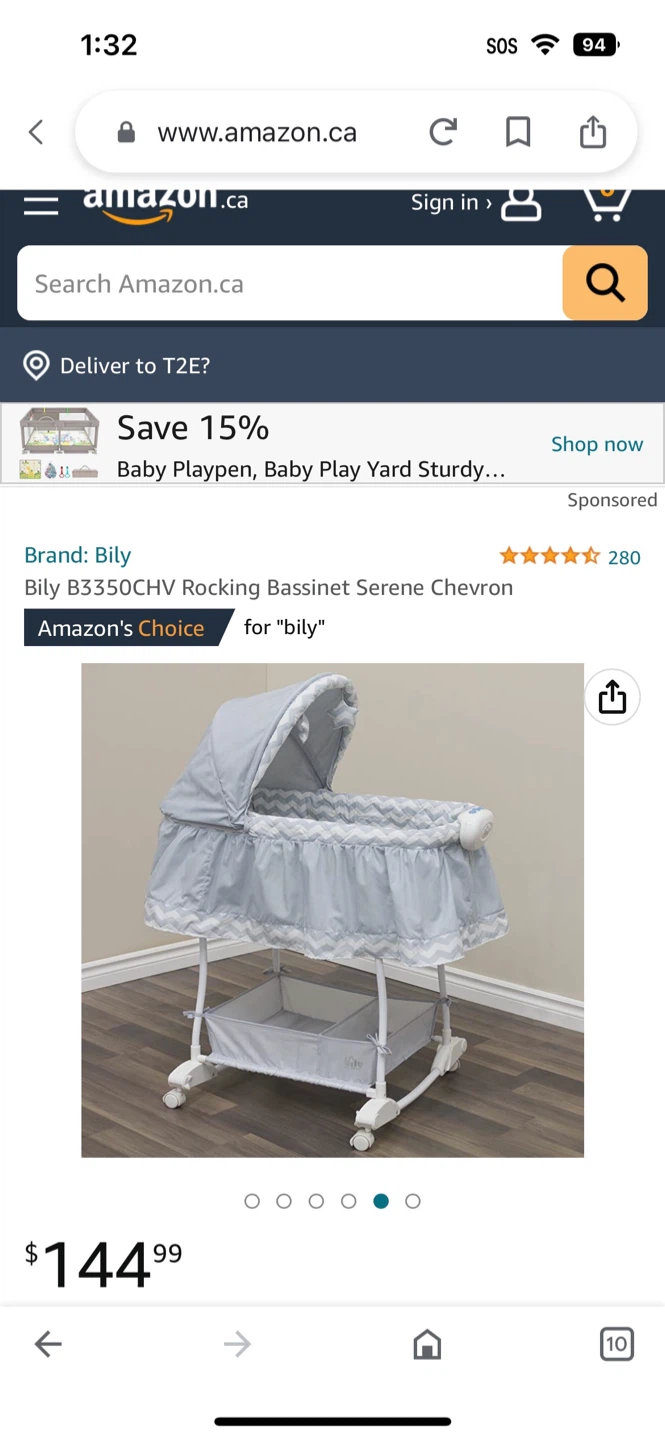 Bily B3350CHV Rocking Bassinet Serene Chevron - photo 2