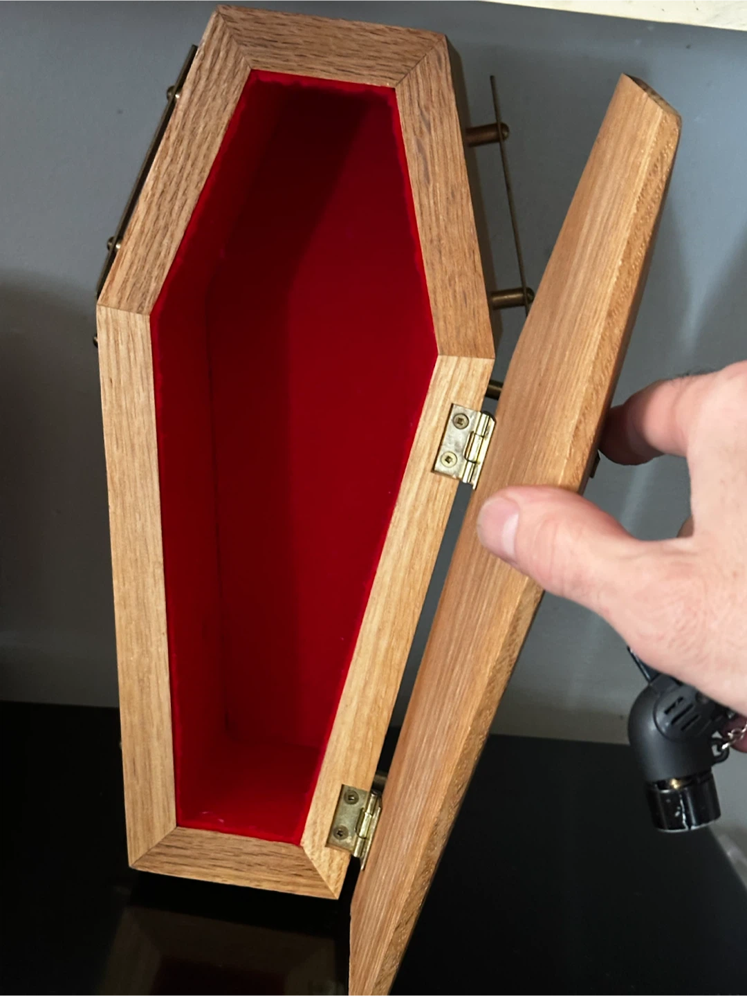 Hand Made Miniature Oak Coffin - photo 3