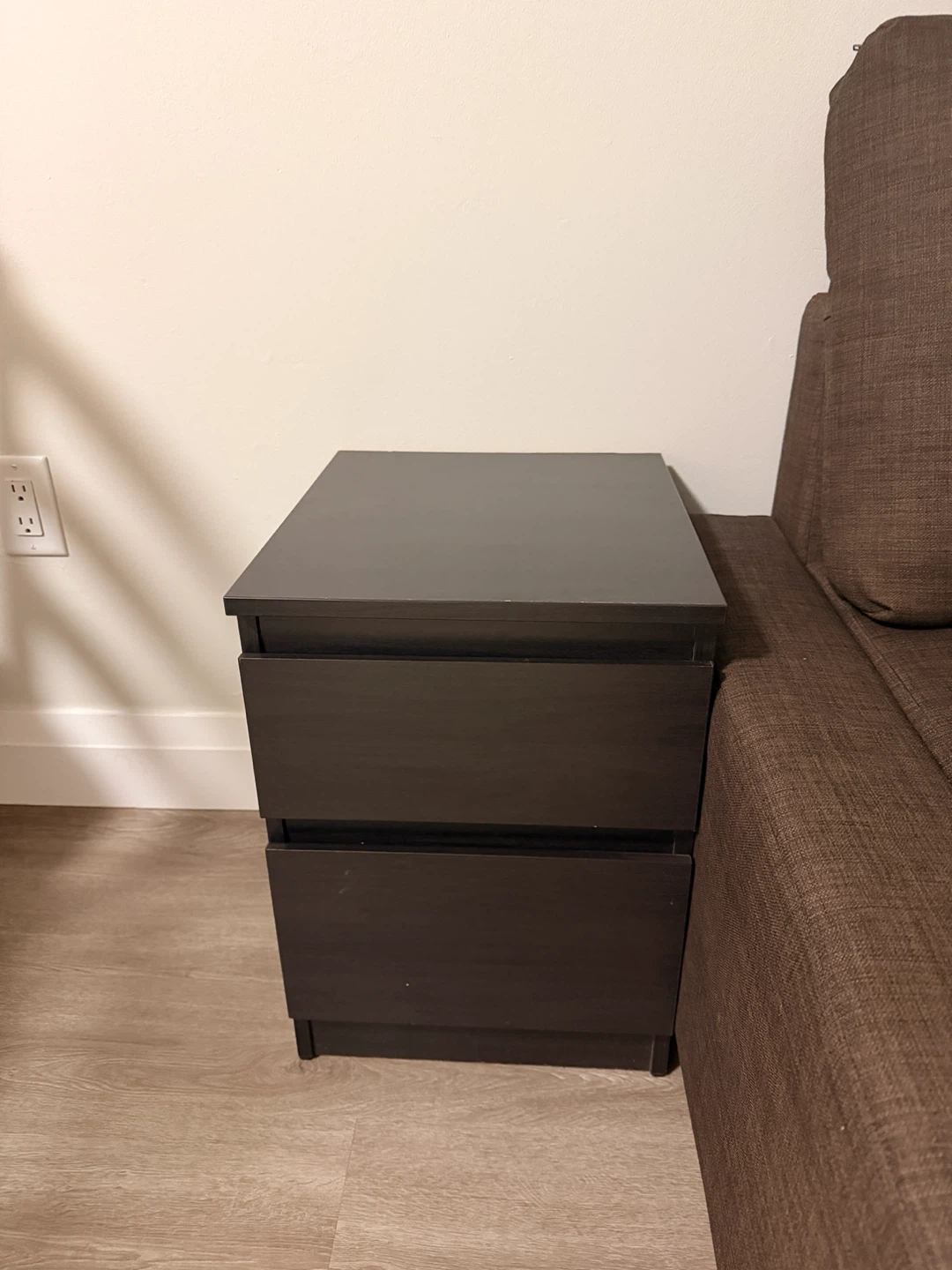 Dark Brown 2-Drawer Nightstand