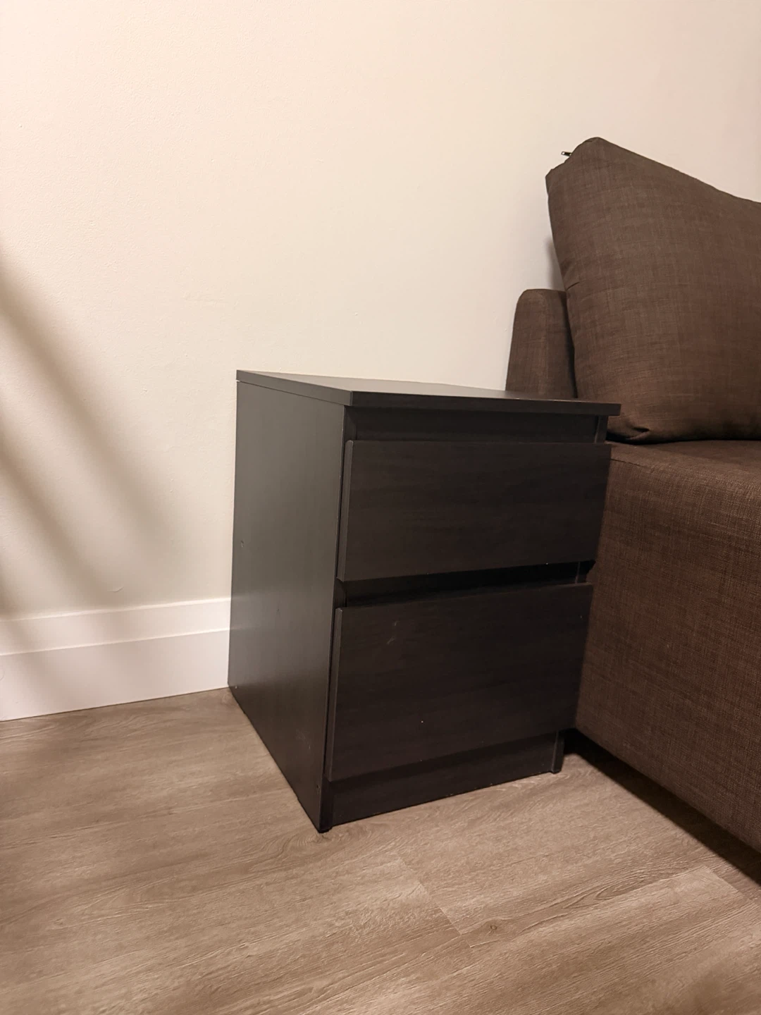 Dark Brown 2-Drawer Nightstand - photo 2