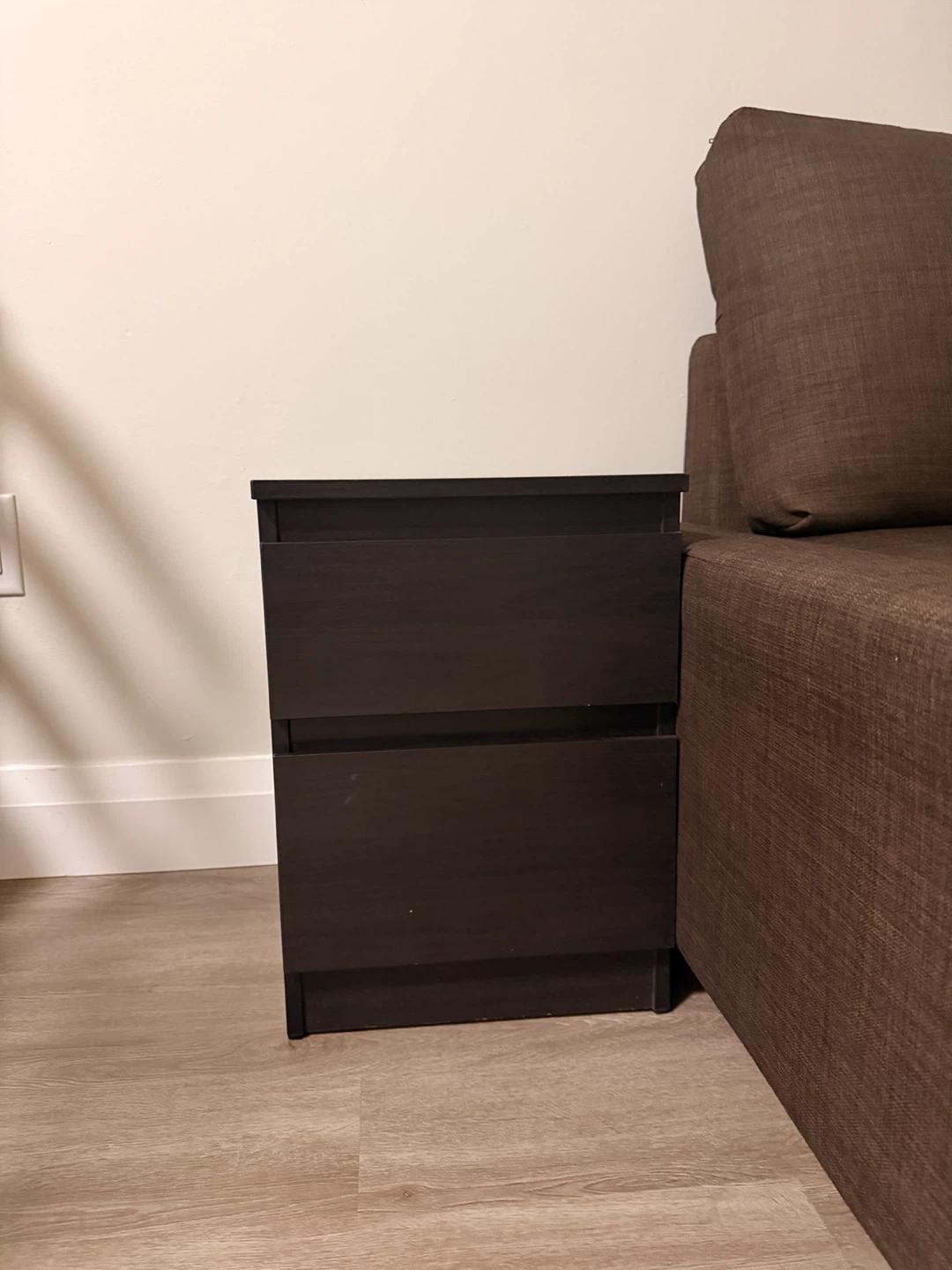 Dark Brown 2-Drawer Nightstand - photo 3