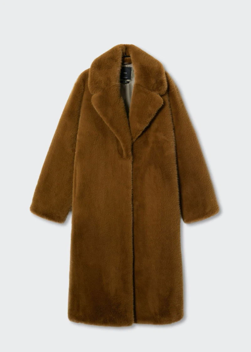 MNG Faux Fur Coat Brown Size S