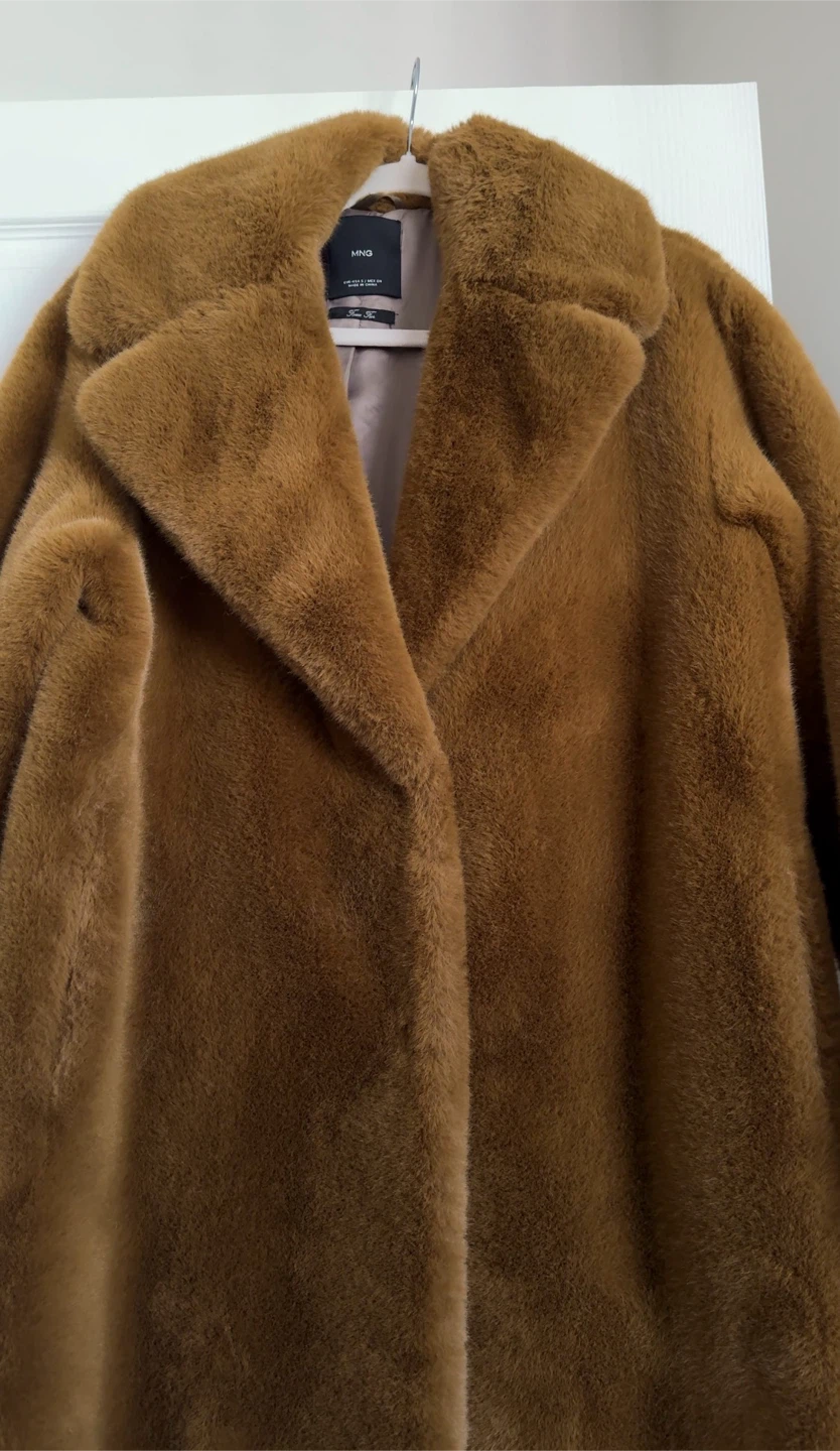MNG Faux Fur Coat Brown Size S - photo 2