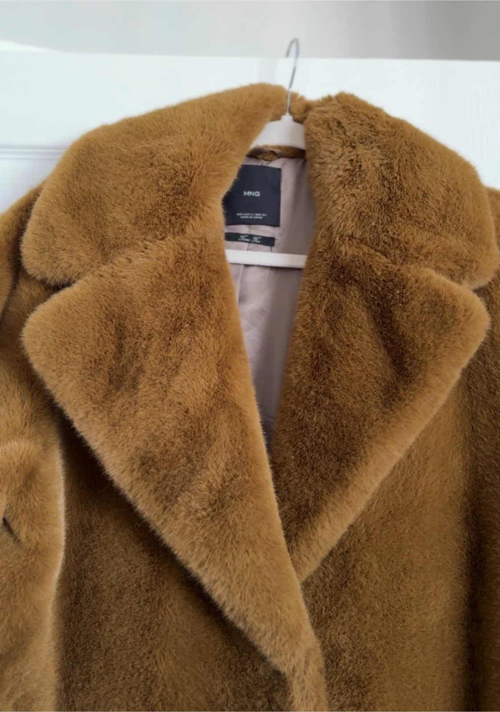 MNG Faux Fur Coat Brown Size S - photo 3